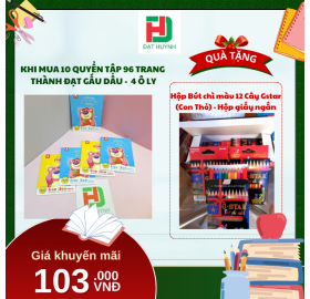  [Mua 1 Tặng 1] khi mua 10 quyển TẬP 96 trang  Thành Đạt gấu dâu -  4 Ô ly tặng ngay Hộp Bút chì màu 12 Cây Gstar (Con Thỏ) - Hộp giấy ngắn