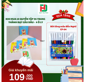  [Mua 1 Tặng 1] khi mua 10 quyển TẬP 96 trang  Thành Đạt gấu dâu -  4 Ô ly tặng ngay Bút lông màu Bến Nghé CP-04