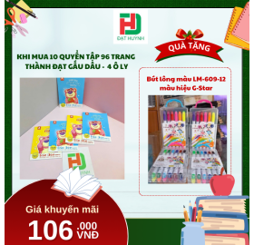  [Mua 1 Tặng 1] khi mua 10 quyển TẬP 96 trang  Thành Đạt gấu dâu -  4 Ô ly tặng ngay Bút lông màu LM-609-12 màu hiệu G-Star