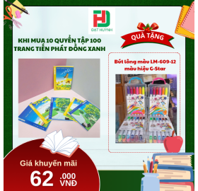 [Mua 1 Tặng 1]  khi mua 10 quyển Tập 100  trang Tiến Phát Đồng Xanh tặng ngay Bút lông màu LM-609-12 màu hiệu G-Star