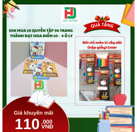 [Mua 1 Tặng 1] khi mua 10 quyển TẬP 96 trang  Thành Đạt hoa điểm 10 -  4 Ô ly tặng ngay Bút chì màu 12 cây dài  (hộp giấy) Gstar