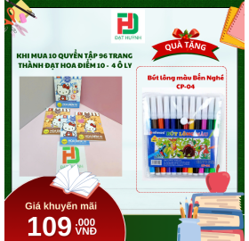 [Mua 1 Tặng 1] khi mua 10 quyển TẬP 96 trang  Thành Đạt hoa điểm 10 -  4 Ô ly tặng ngay Bút lông màu Bến Nghé CP-04