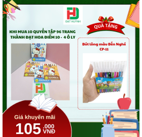 [Mua 1 Tặng 1] khi mua 10 quyển TẬP 96 trang  Thành Đạt hoa điểm 10 -  4 Ô ly tặng ngay Bút lông màu Bến Nghé CP-11