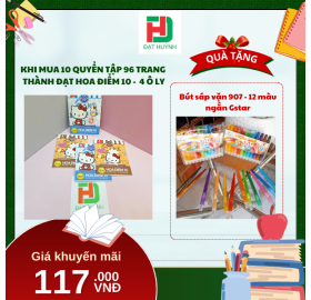 [Mua 1 Tặng 1] khi mua 10 quyển TẬP 96 trang  Thành Đạt hoa Điểm 10 -  4 Ô ly tặng ngay Bút sáp vặn 907 - 12 màu ngắn Gstar
