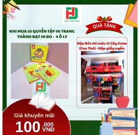 [Mua 1 Tặng 1] khi mua 10 quyển TẬP 96 trang  Thành Đạt Hi bo -  4 Ô ly tặng ngay Hộp Bút chì màu 12 Cây Gstar (Con Thỏ) - Hộp giấy ngắn