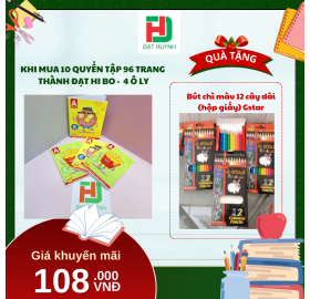 [Mua 1 Tặng 1] khi mua 10 quyển TẬP 96 trang  Thành Đạt Hi bo -  4 Ô ly tặng ngay Bút chì màu 12 cây dài  (hộp giấy) Gstar
