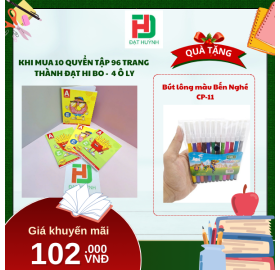[Mua 1 Tặng 1] khi mua 10 quyển TẬP 96 trang  Thành Đạt Hi bo -  4 Ô ly tặng ngay  Bút lông màu Bến Nghé CP-11
