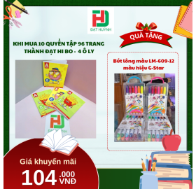 [Mua 1 Tặng 1] khi mua 10 quyển TẬP 96 trang  Thành Đạt Hi bo -  4 Ô ly tặng ngay Bút lông màu LM-609-12 màu hiệu G-Star