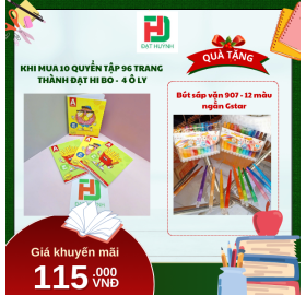 [Mua 1 Tặng 1] khi mua 10 quyển TẬP 96 trang  Thành Đạt Hi Bo -  4 Ô ly tặng ngay  Bút sáp vặn 907 - 12 màu ngắn Gstar
