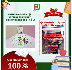 [Mua 1 Tặng 1] khi mua 10 quyển TẬP  96 trang Thành Đạt  Heo Monokoro boo -  4 Ô ly tặng ngay  Bút chì màu 12 Cây Gstar (Con Thỏ) - Hộp giấy ngắn