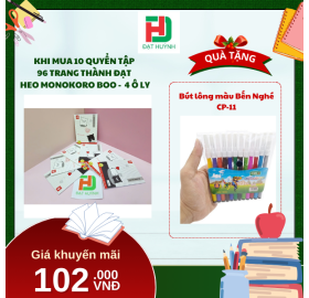 [Mua 1 Tặng 1] khi mua 10 quyển TẬP  96 trang Thành Đạt  Heo Monokoro boo -  4 Ô ly tặng ngay Bút lông màu LM-609-12 màu hiệu G-Star
