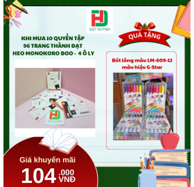[Mua 1 Tặng 1] khi mua 10 quyển TẬP  96 trang Thành Đạt  Heo Monokoro boo -  4 Ô ly tặng ngay Bút sáp vặn 907 - 12 màu ngắn Gstar