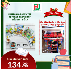 [Mua 1 Tặng 1] khi mua 10 quyển TẬP  96 trang Thành Đạt  SIÊU VIP -  5 Ô ly tặng ngay Hộp Bút chì màu 12 Cây Gstar (Con Thỏ) - Hộp giấy ngắn