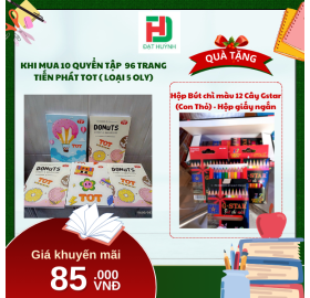 [Mua 1 Tặng 1] khi mua 10 quyển Tập 96 trang  Tiến Phát TOT ( LOẠI 5 OLY)  tặng ngay Hộp Bút chì màu 12 Cây Gstar (Con Thỏ) - Hộp giấy ngắn