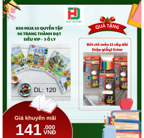 [Mua 1 Tặng 1] khi mua 10 quyển TẬP  96 trang Thành Đạt  SIÊU VIP -  5 Ô ly tặng ngay Bút chì màu 12 cây dài  (hộp giấy) Gstar