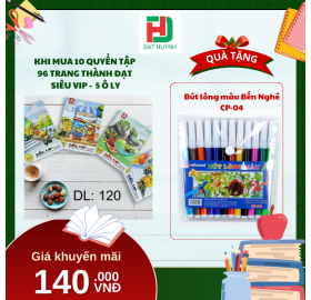 [Mua 1 Tặng 1] khi mua 10 quyển TẬP  96 trang Thành Đạt  SIÊU VIP -  5 Ô ly tặng ngay Bút lông màu Bến Nghé CP-04