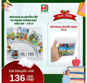 [Mua 1 Tặng 1] khi mua 10 quyển TẬP  96 trang Thành Đạt  SIÊU VIP -  5 Ô ly tặng ngay Bút lông màu Bến Nghé CP-11