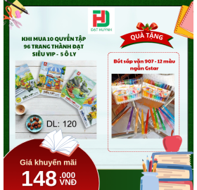 [Mua 1 Tặng 1] khi mua 10 quyển TẬP  96 trang Thành Đạt  SIÊU VIP -  5 Ô ly tặng ngay Bút sáp vặn 907 - 12 màu ngắn Gstar