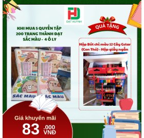 [Mua 1 Tặng 1] khi mua 5 quyển TẬP  200 trang Thành Đạt  SẮC MÀU -  4 Ô ly tặng ngay Hộp Bút chì màu 12 Cây Gstar (Con Thỏ) - Hộp giấy ngắn