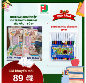 [Mua 1 Tặng 1] khi mua 5 quyển TẬP  200 trang Thành Đạt  SẮC MÀU -  4 Ô ly tặng ngay Bút chì Bút lông màu Bến Nghé CP-04