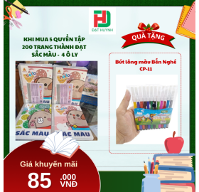 [Mua 1 Tặng 1] khi mua 5 quyển TẬP  200 trang Thành Đạt  SẮC MÀU -  4 Ô ly tặng ngay Bút lông màu Bến Nghé CP-11