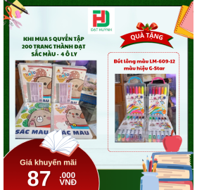 [Mua 1 Tặng 1] khi mua 5 quyển TẬP  200 trang Thành Đạt  SẮC MÀU -  4 Ô ly tặng ngay Bút lông màu LM-609-12 màu hiệu G-Star