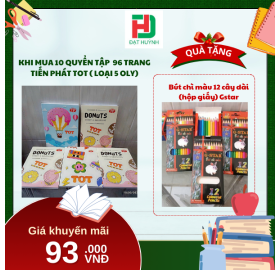 [Mua 1 Tặng 1] khi mua 10 quyển Tập 96 trang  Tiến Phát TOT ( LOẠI 5 OLY)  tặng ngay Bút chì màu 12 cây dài  (hộp giấy) Gstar