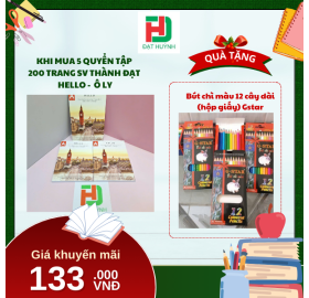 [Mua 1 Tặng 1] khi mua 5 quyển TẬP  200 trang sv Thành Đạt  Hello -  Ô ly tặng ngay Bút chì màu 12 cây dài  (hộp giấy) Gstar