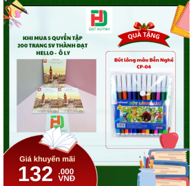 [Mua 1 Tặng 1] khi mua 5 quyển TẬP  200 trang sv Thành Đạt  Hello -  Ô ly tặng ngay  Bút lông màu Bến Nghé CP-04