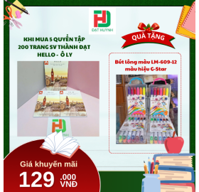 [Mua 1 Tặng 1] khi mua 5 quyển TẬP  200 trang sv Thành Đạt  Hello -  Ô ly tặng ngay Bút lông màu LM-609-12 màu hiệu G-Star