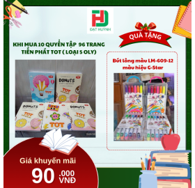 [Mua 1 Tặng 1] khi mua 10 quyển Tập 96 trang  Tiến Phát TOT ( LOẠI 5 OLY)  tặng ngay Bút lông màu LM-609-12 màu hiệu G-Star