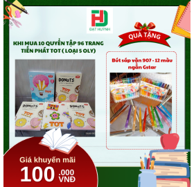 [Mua 1 Tặng 1] khi mua 10 quyển Tập 96 trang  Tiến Phát TOT ( LOẠI 5 OLY)  tặng ngay Bút sáp vặn 907 - 12 màu ngắn Gstar