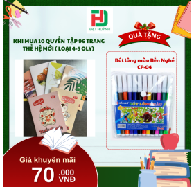 [Mua 1 Tặng 1] khi mua 10 quyển  Tập 96 trang Thế Hệ Mới ( LOẠI 4-5 OLY) tặng ngay Bút lông màu Bến Nghé CP-04