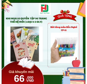 [Mua 1 Tặng 1] khi mua 10 quyển  Tập 96 trang Thế Hệ Mới ( LOẠI 4-5 OLY) tặng ngay Bút lông màu Bến Nghé CP-11