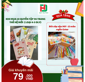 [Mua 1 Tặng 1] khi mua 10 quyển  Tập 96 trang Thế Hệ Mới ( LOẠI 4-5 OLY) tặng ngay Bút sáp vặn 907 - 12 màu ngắn Gstar