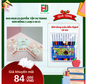 [Mua 1 Tặng 1] khi mua 10 quyển  Tập 96 trang KIM ĐỒNG ( LOẠI 5 OLY) tặng ngay Bút lông màu Bến Nghé CP-04