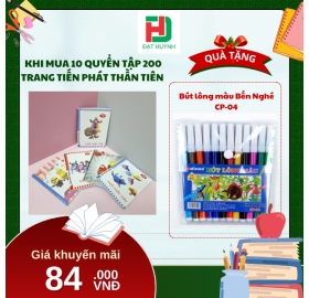[Mua 1 tặng 1] Khi mua Lốc 5 quyển tập 200 trang Tiến Phát Thần Tiên tặng ngay Bút lông màu Bến Nghé CP-04