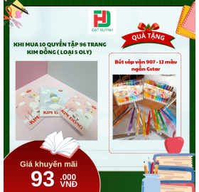 [Mua 1 Tặng 1] khi mua 10 quyển  Tập 96 trang KIM ĐỒNG ( LOẠI 5 OLY) tặng ngay Bút sáp vặn 907 - 12 màu ngắn Gstar