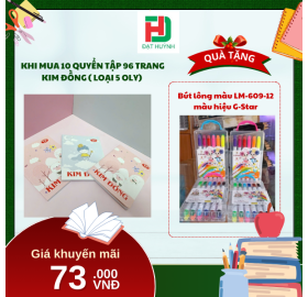 [Mua 1 Tặng 1] khi mua 10 quyển  Tập 96 trang KIM ĐỒNG ( LOẠI 5 OLY) tặng ngay Bút lông màu LM-609-12 màu hiệu G-Star