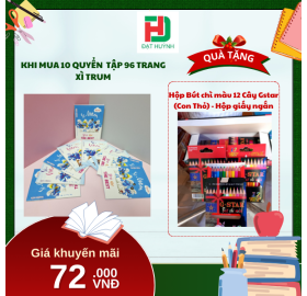 [Mua 1 Tặng 1] khi mua 10 quyển  Tập 96 trang Xì Trum tặng ngay Hộp Bút chì màu 12 Cây Gstar (Con Thỏ) - Hộp giấy ngắn