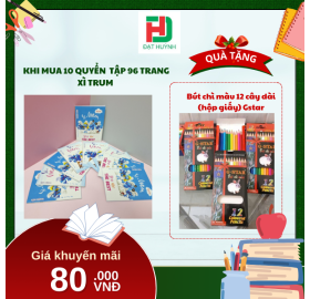 [Mua 1 Tặng 1] khi mua 10 quyển  Tập 96 trang Xì Trum tặng ngay Bút chì màu 12 cây dài  (hộp giấy) Gstar