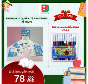 [Mua 1 Tặng 1] khi mua 10 quyển  Tập 96 trang Xì Trum tặng ngay Bút lông màu Bến Nghé CP-04