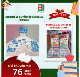 [Mua 1 Tặng 1] khi mua 10 quyển  Tập 96 trang Xì Trum tặng ngay Bút lông màu LM-609-12 màu hiệu G-Star