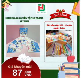 [Mua 1 Tặng 1] khi mua 10 quyển  Tập 96 trang Xì Trum tặng ngay Bút sáp vặn 907 - 12 màu ngắn Gstar