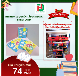 [Mua 1 Tặng 1] Khi mua 10 quyển  Tập 96 trang SHEEP LAND ( 4 oly ) tặng ngay Hộp Bút chì màu 12 Cây Gstar (Con Thỏ) - Hộp giấy ngắn