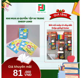 [Mua 1 Tặng 1] Khi mua 10 quyển  Tập 96 trang SHEEP LAND ( 4 oly ) tặng ngay Bút chì màu 12 cây dài  (hộp giấy) Gstar