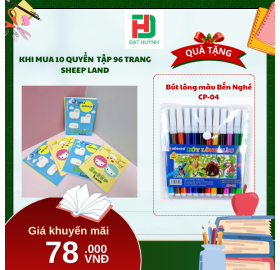 [Mua 1 Tặng 1] Khi mua 10 quyển  Tập 96 trang SHEEP LAND ( 4 oly ) tặng ngay Bút lông màu Bến Nghé CP-04
