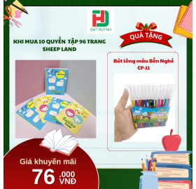 [Mua 1 Tặng 1] Khi mua 10 quyển  Tập 96 trang SHEEP LAND ( 4 oly ) tặng ngay Bút lông màu Bến Nghé CP-11