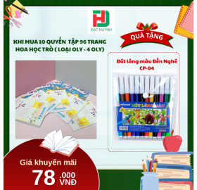 [Mua 1 Tặng 1] khi mua 10 quyển  Tập 96 trang HOA HỌC TRÒ ( LOẠI OLY - 4 OLY) tặng ngay Bút lông màu Bến Nghé CP-04