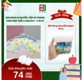 [Mua 1 Tặng 1] khi mua 10 quyển  Tập 96 trang HOA HỌC TRÒ ( LOẠI OLY - 4 OLY) tặng ngay Bút lông màu Bến Nghé CP-11
